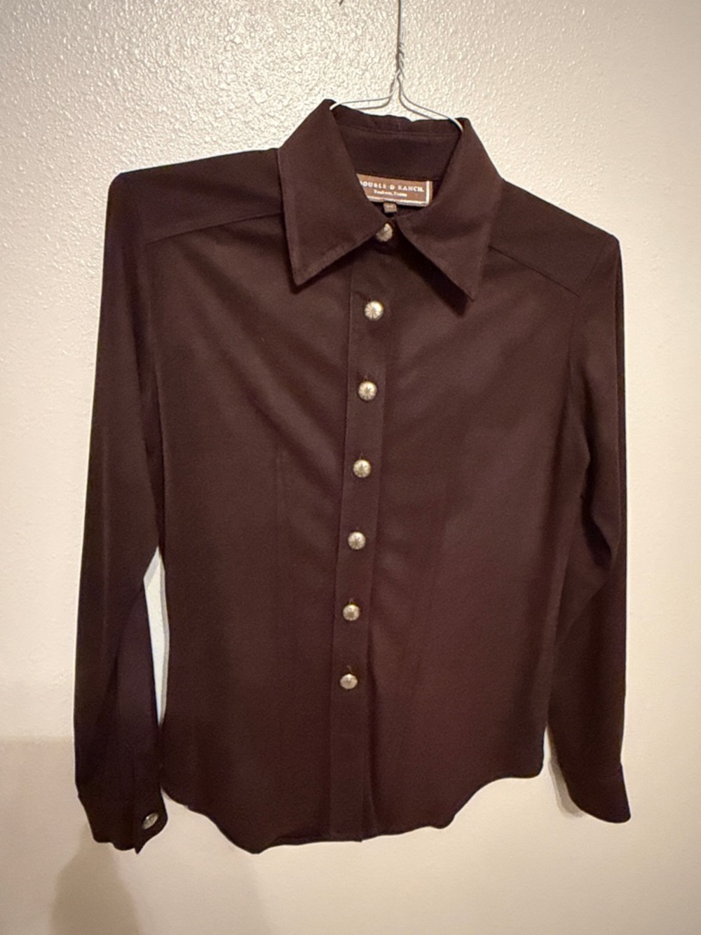 Double D Ranch Woman’s Dark Brown Western Button-Up Shirt